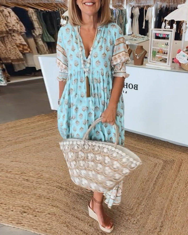 Emily | Women Printed V Neck Midi Dress