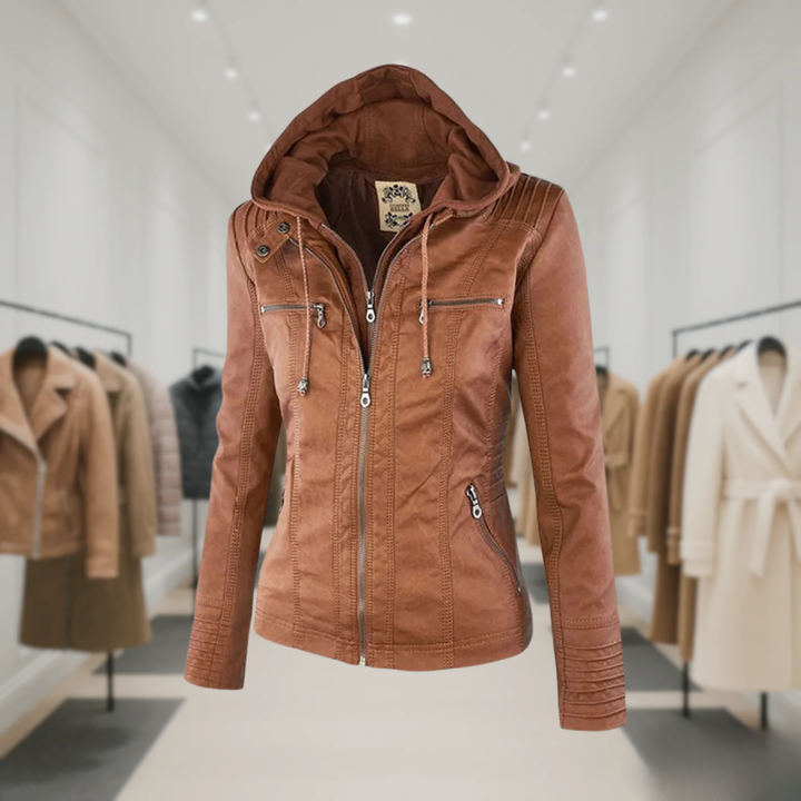 Odessa | Waterproof Leather Jacket with Hood