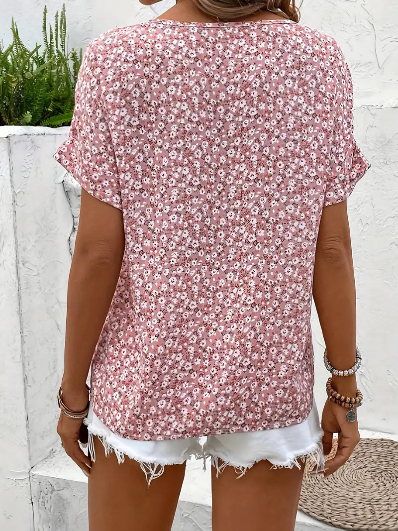 Joanna | Casual Floral Button Front Summer Blouse