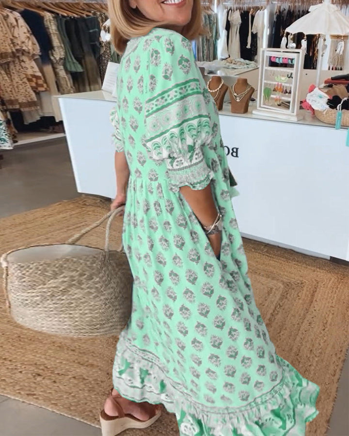 Emily | Women Printed V Neck Midi Dress