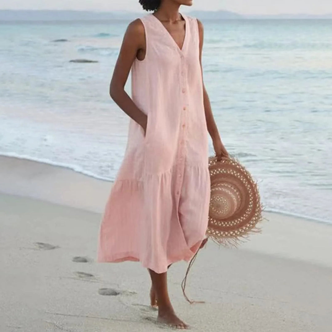 Samantha | Women Lena Summer V Neck Midi Dress