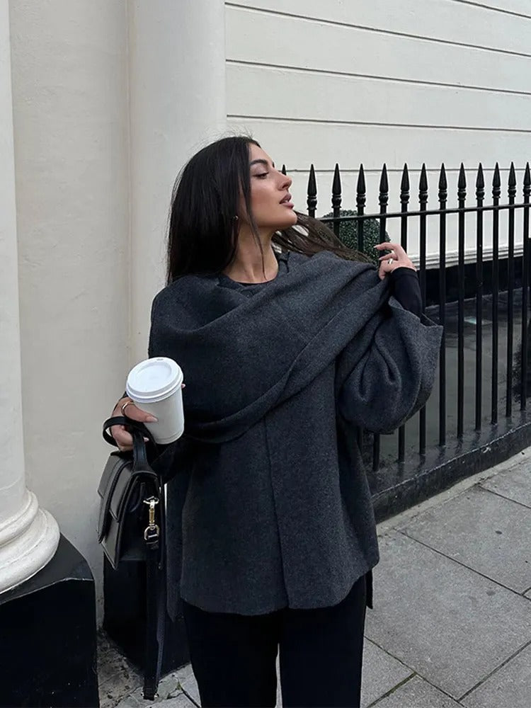 Chloe | Women Elegant Draped Cape Coat