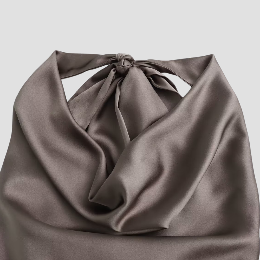 Jenny | Women’s Halter Back Tie Draped Satin Tanks