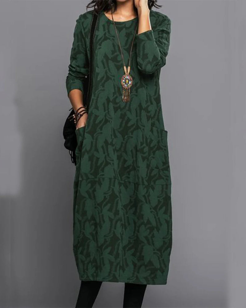 Kimberly | Women’s Winter Long Sleeve Pocket Maxi Dress