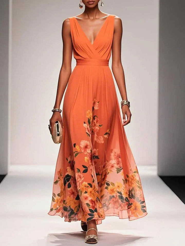 Taylor | Women Floral Chiffon Summer Maxi Dress
