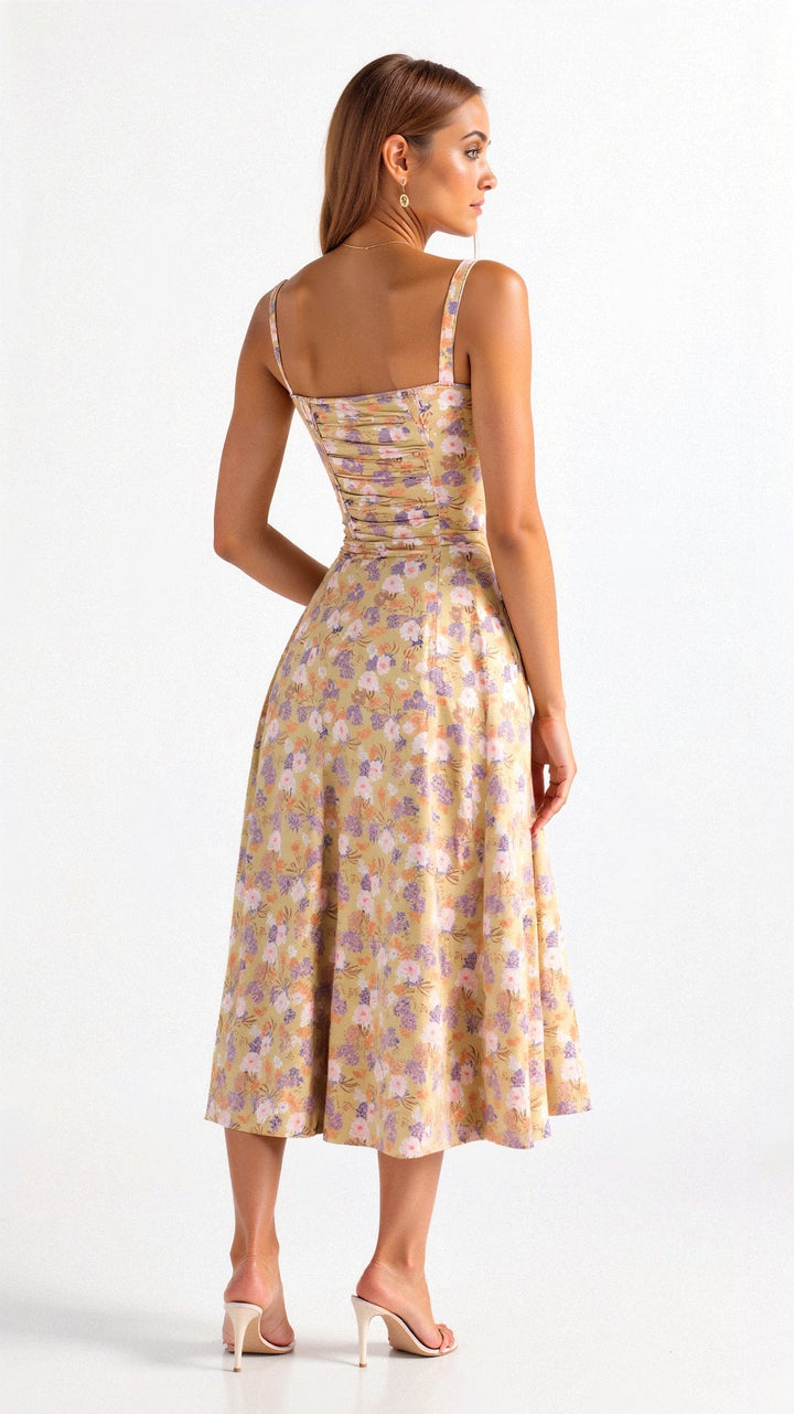 Samantha | Women’s Corset Midi Dress Flowing Skirt