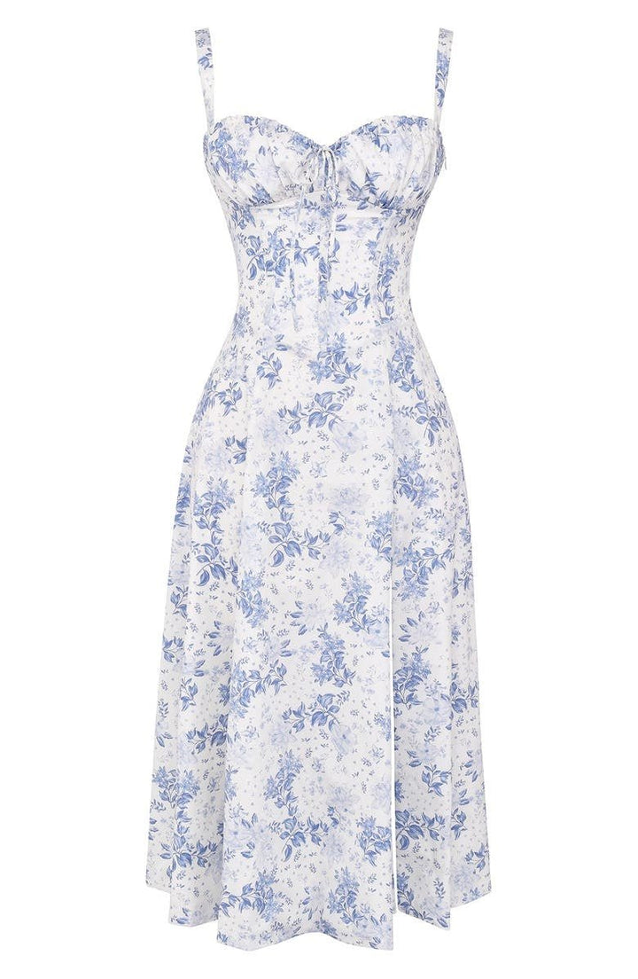 Samantha | Women’s Corset Midi Dress Flowing Skirt