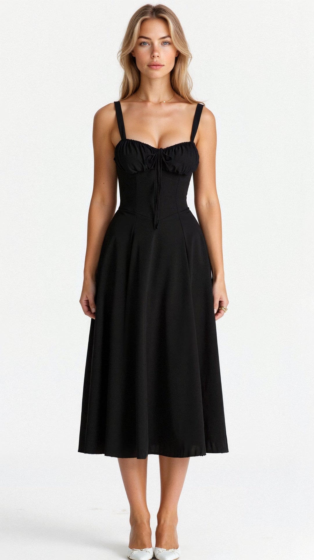 Samantha | Women’s Corset Midi Dress Flowing Skirt