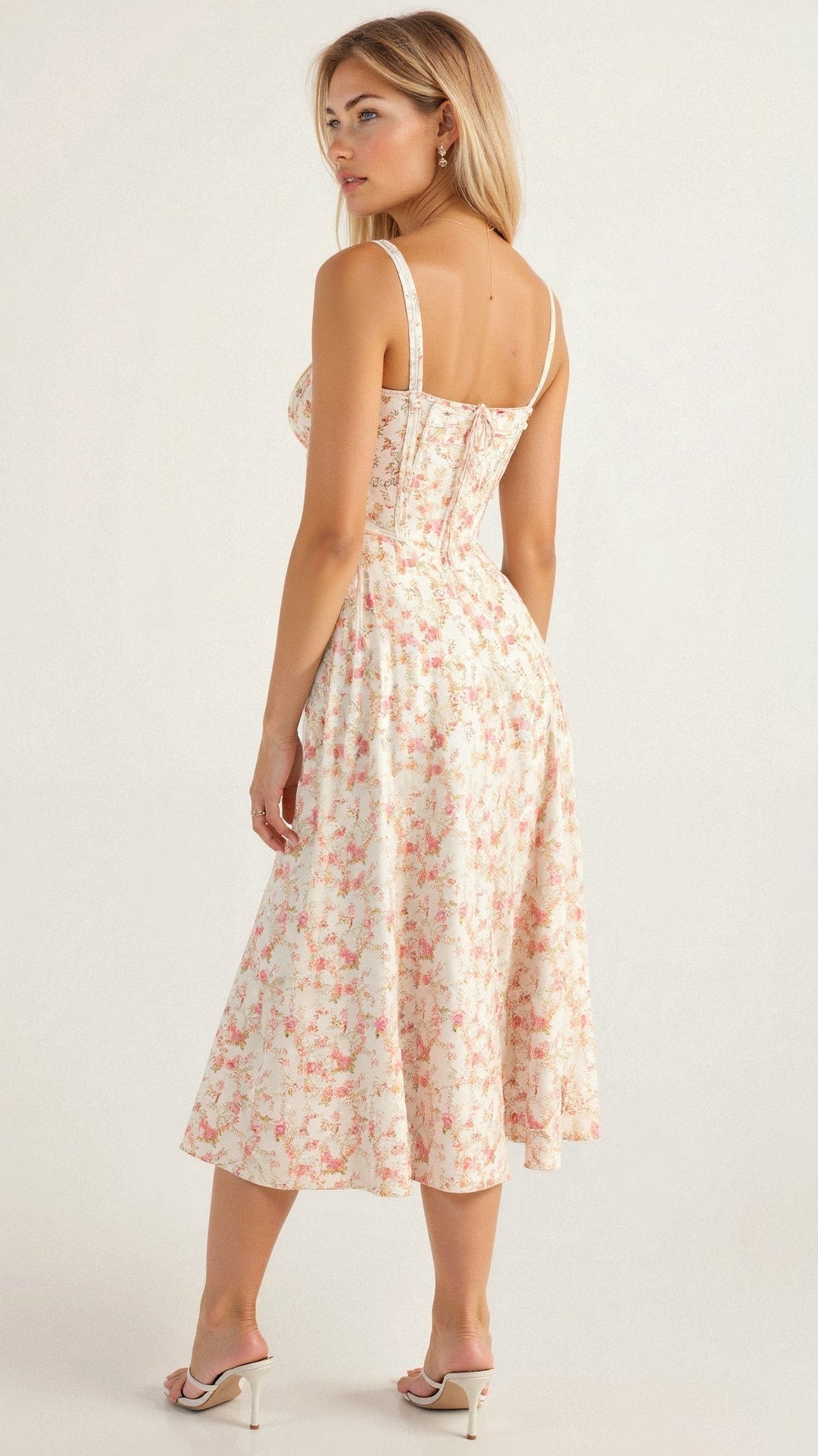 Samantha | Women’s Corset Midi Dress Flowing Skirt