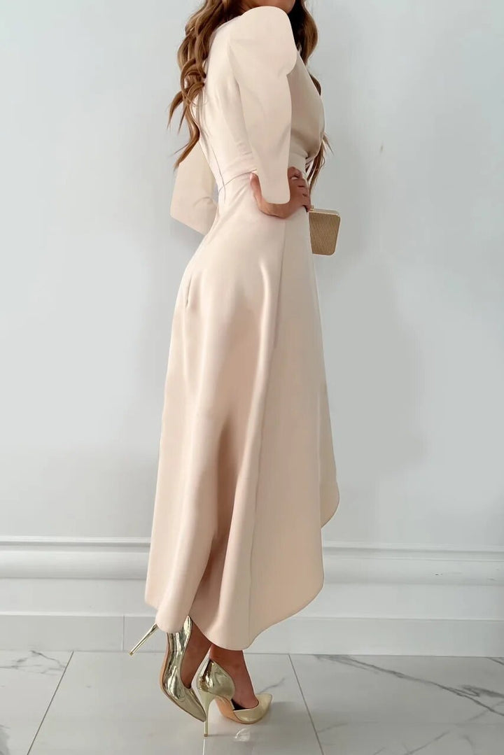 Lily | Women’s V Neck Sheath Midi Dress Slit
