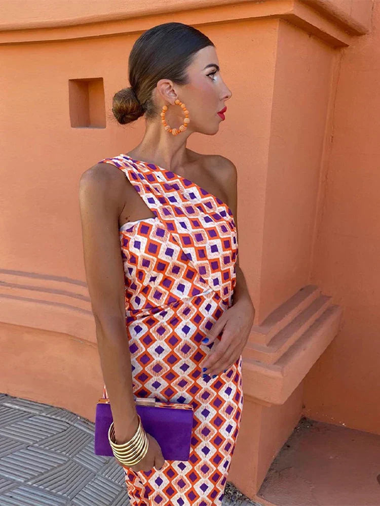 Dakota | Stylish Women’s One-Shoulder Printed Dress