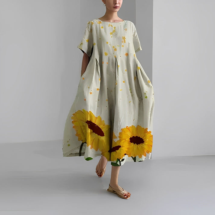 Jacklyn | Women Relaxed Style Flower Midi Dress