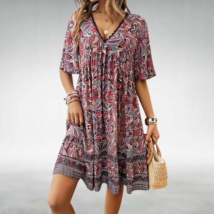 Lila | Women Summer Boho Paisley Mini Dress