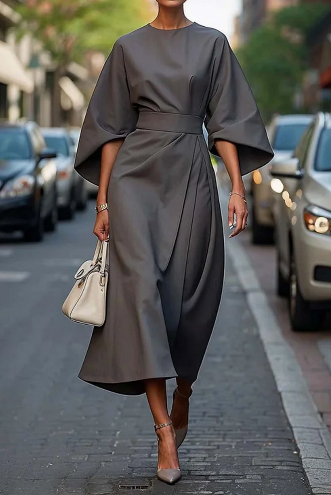 Lily | Women’s Winter Lantern Sleeve Midi Dress