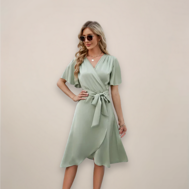 Jasmine | Women’s Midi Wrap Dress With Front Tie