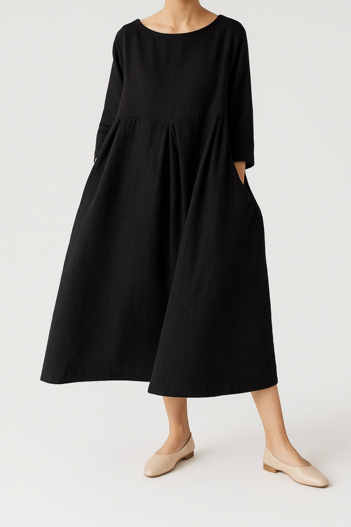 Violet | Women’s Relaxed Fit Midi Dress Front Pleats