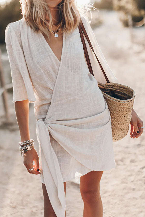 Megan | Women’s Wrap Mini Dress Asymmetrical Hem