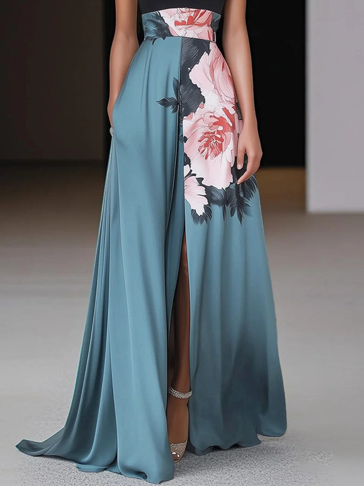 Quinn | Women Floral Crew Neck Sleeveless Maxi Dress