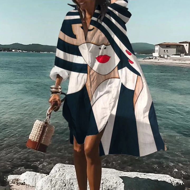 Claire | Women Casual Printed Shirt Midi Dress