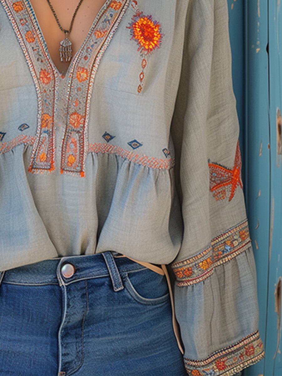 Kaitlyn | Women’s Summer Bohemian Embroidered Blouse